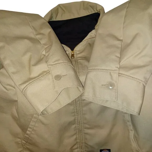 Dickies Mens Eisenhower Beige Quilt Lined Jacket Size 2XLL Front Zip 3 Pockets - Picture 6 of 11